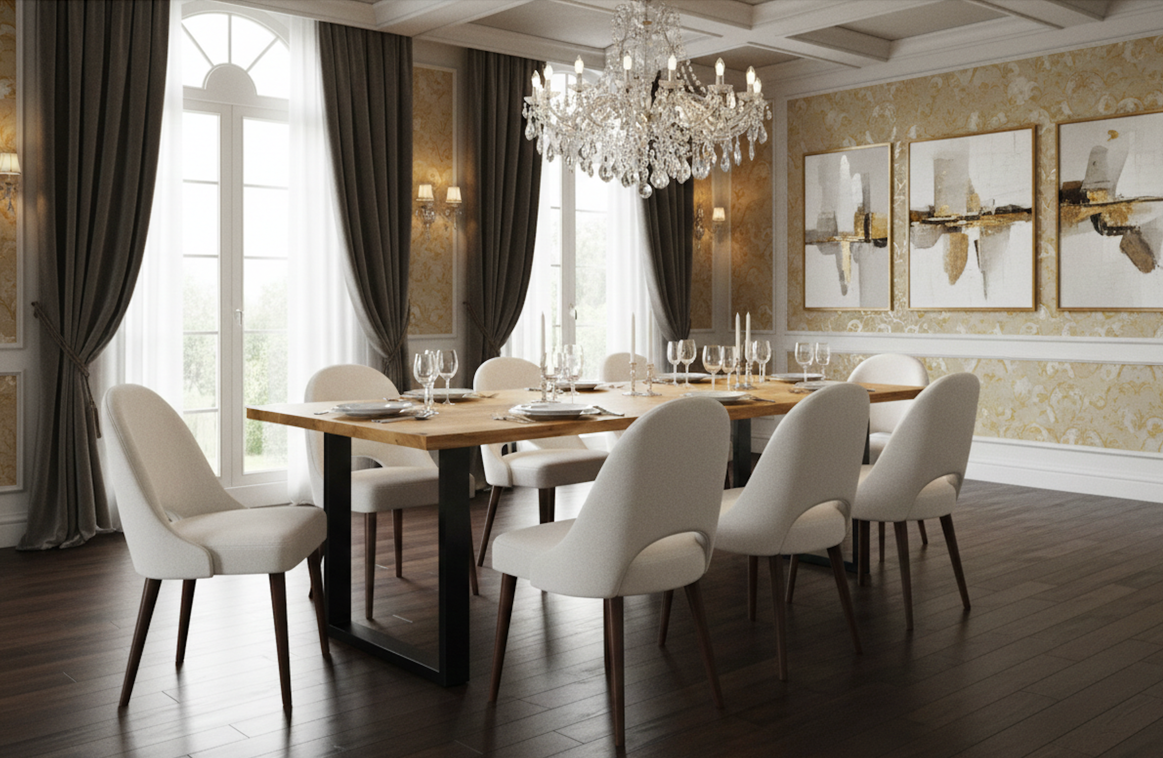 White Oak All Wood Square Tables—Conference Table Or Dining Table