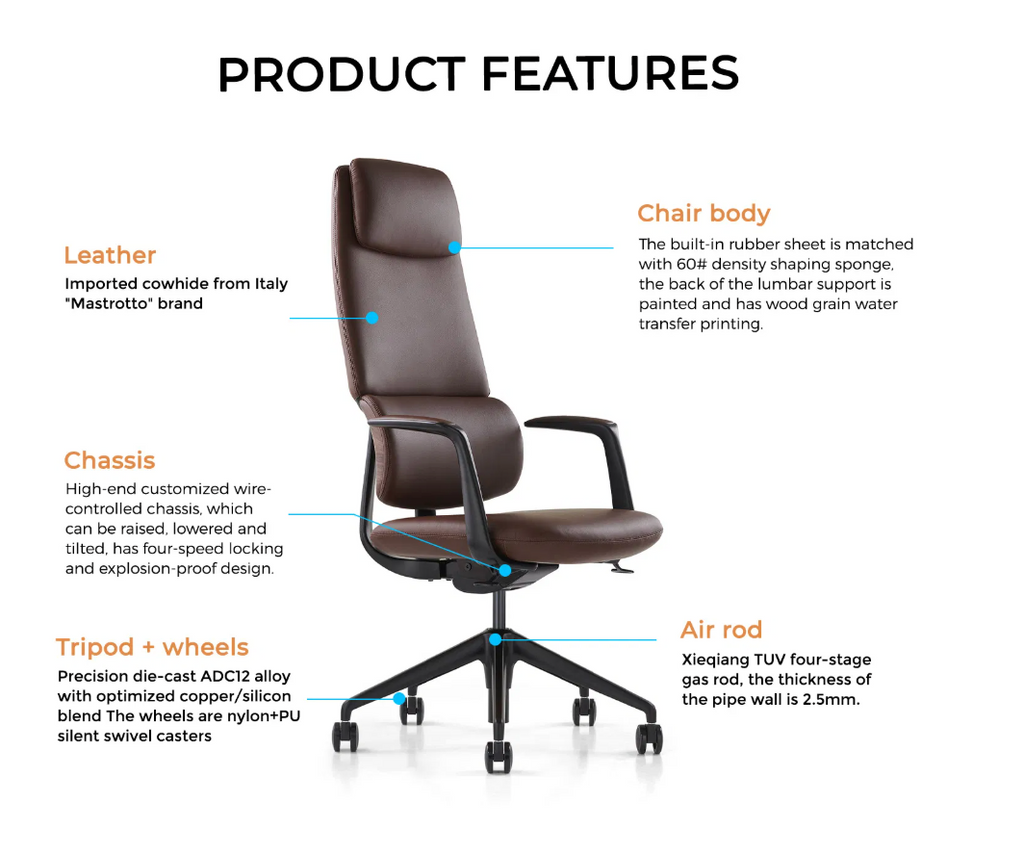 High Quality Leather Boss Executive Office Ergonomic Meeting Swivel Manager Chair