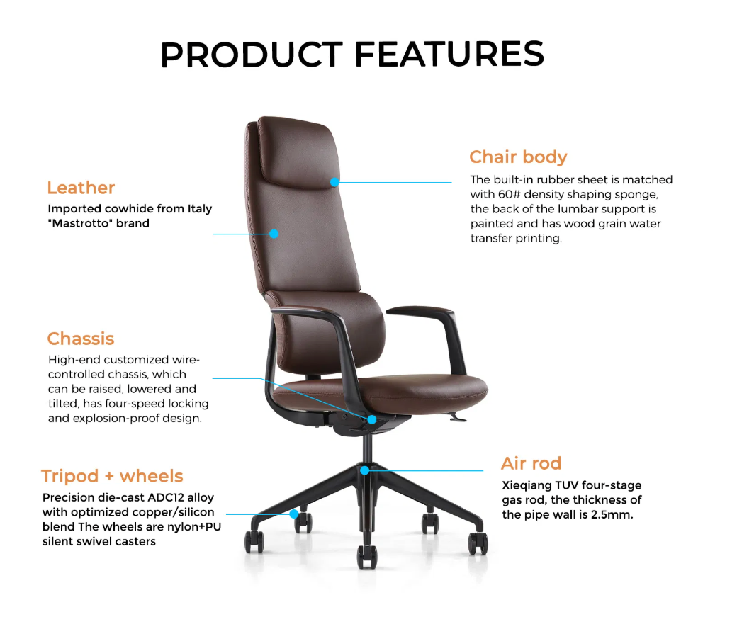High Quality Leather Boss Executive Office Ergonomic Meeting Swivel Manager Chair