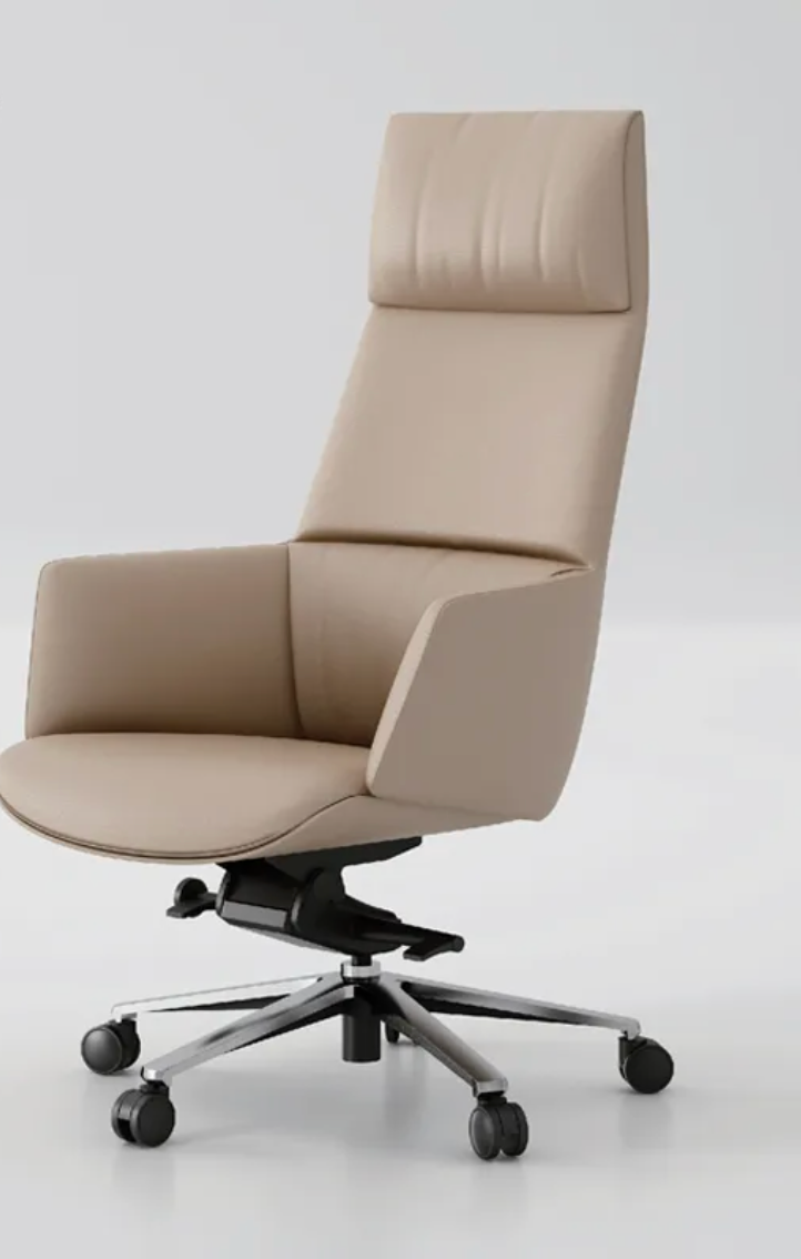 Premium Brown/Black Leather Chair Comfortable High Back Swivel Executive Chair