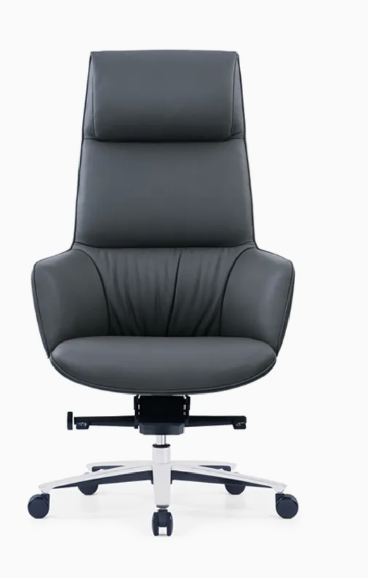 Premium Brown/Black Leather Chair Comfortable High Back Swivel Executive Chair