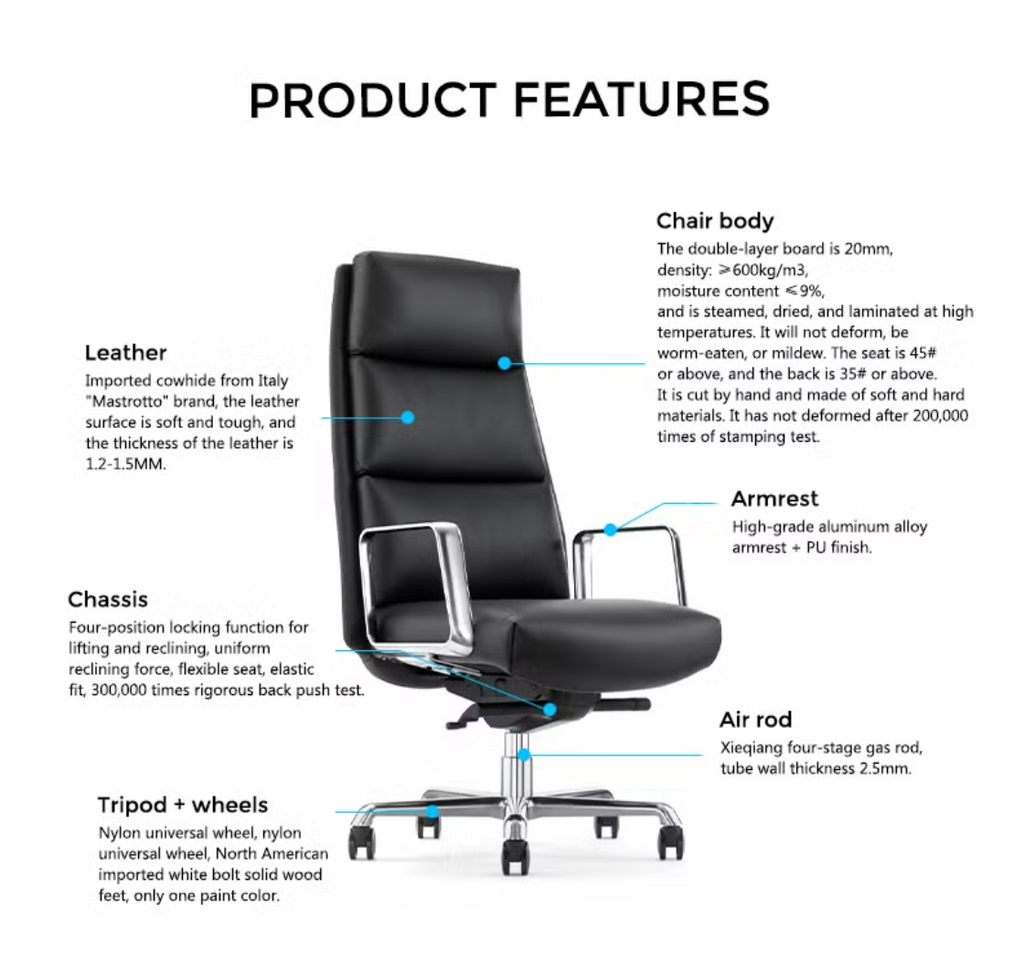 Office Furniture Quality Headrest Office Pure PU Executive Office Manager High Back Boss Executive Chair