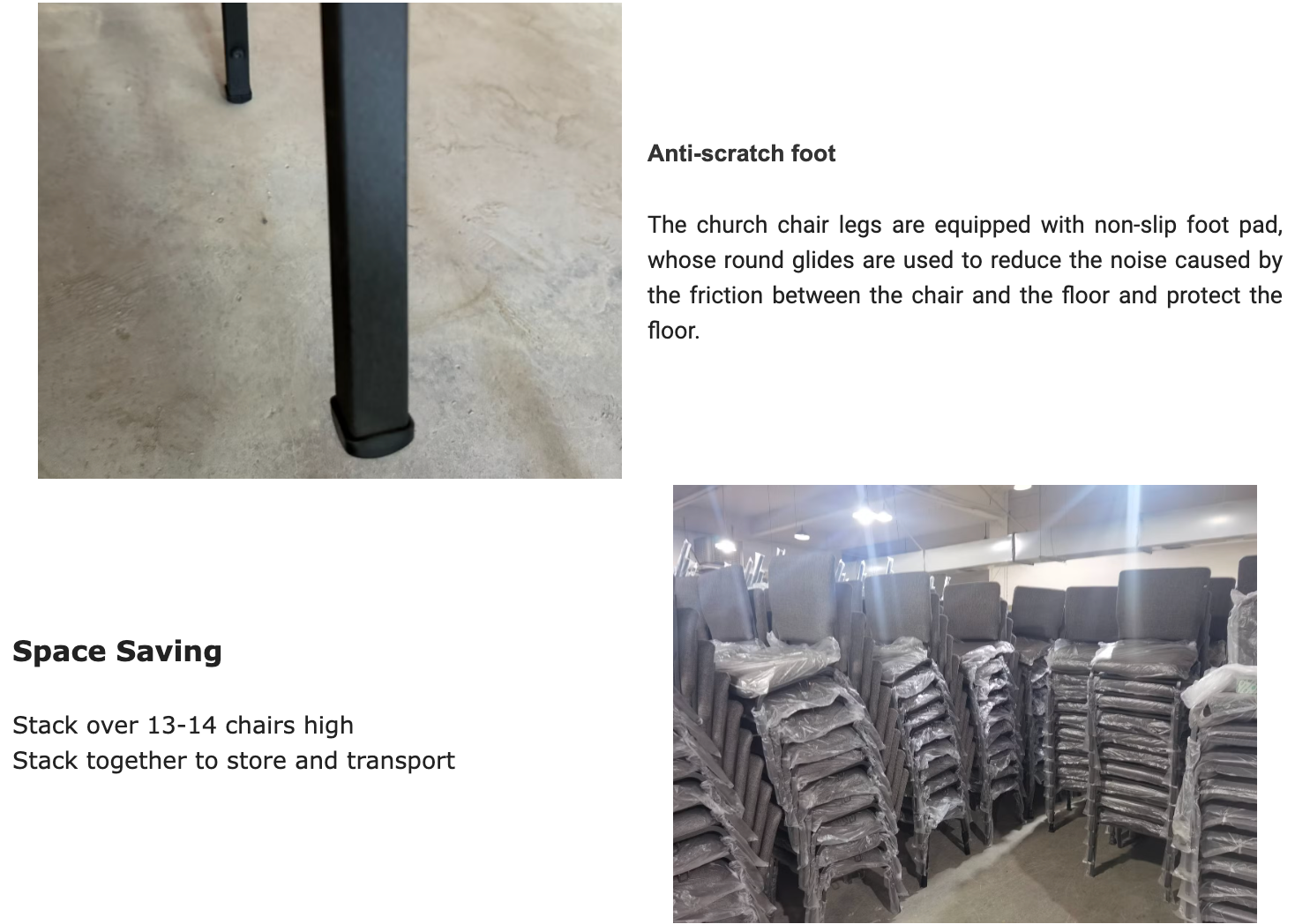 Set of 50 Church Chairs/Auditorium Seating | Stackable Church Seatings 18.5 Inch Black Fabric Worship Cinema Auditorium Sanctuary Church Chairs with Cut-Away Back. $42 ea.