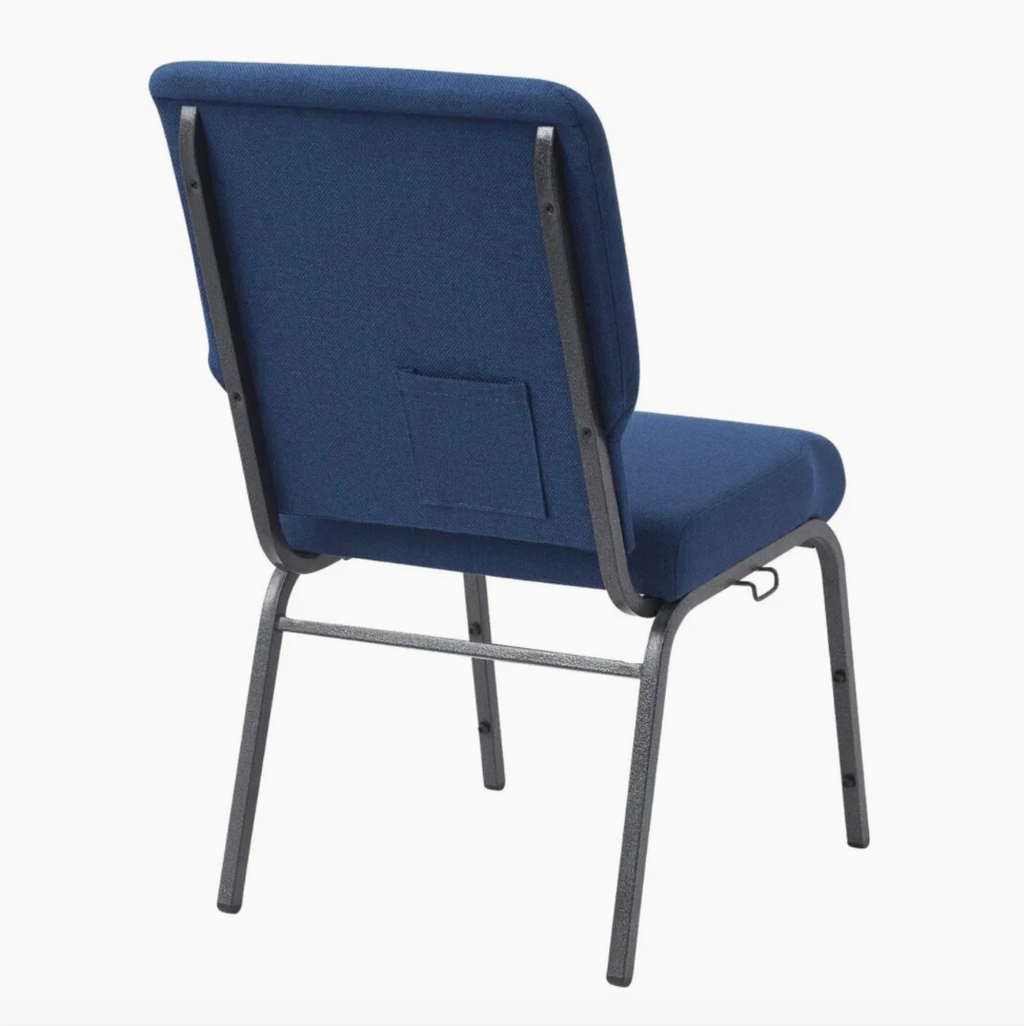 Set of 50 Church Chairs/Auditorium Seating | Stackable Church Seatings 18.5 Inch Dark Blue Fabric Worship Cinema Auditorium Sanctuary Church Chairs with Cut-Away Back. $42 ea.