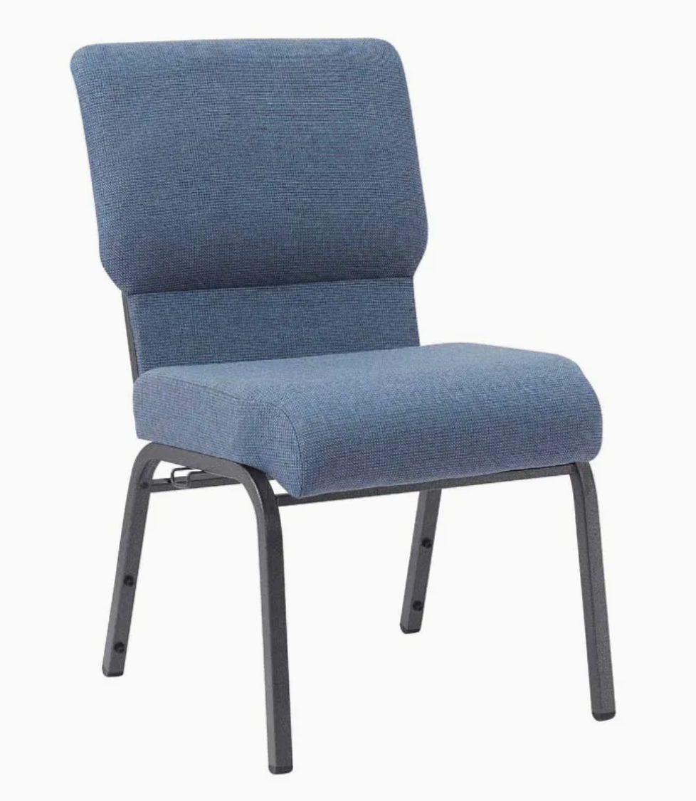 Set of 50 Church Chairs/Auditorium Seating | Stackable Church Seatings 20.5 Inch Light Blue Fabric Worship Cinema Auditorium Sanctuary Church Chairs with Cut-Away Back. $49 ea.