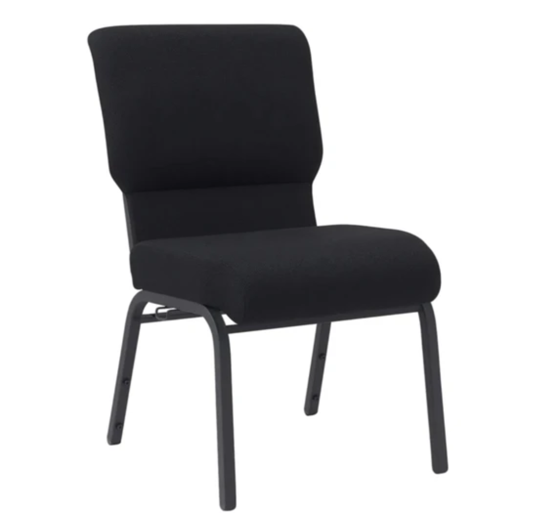 Church Chairs/Auditorium Seating | Stackable Church Seatings 20.5 Inch Black Fabric Worship Cinema Auditorium Sanctuary Church Chairs with Cut-Away Back