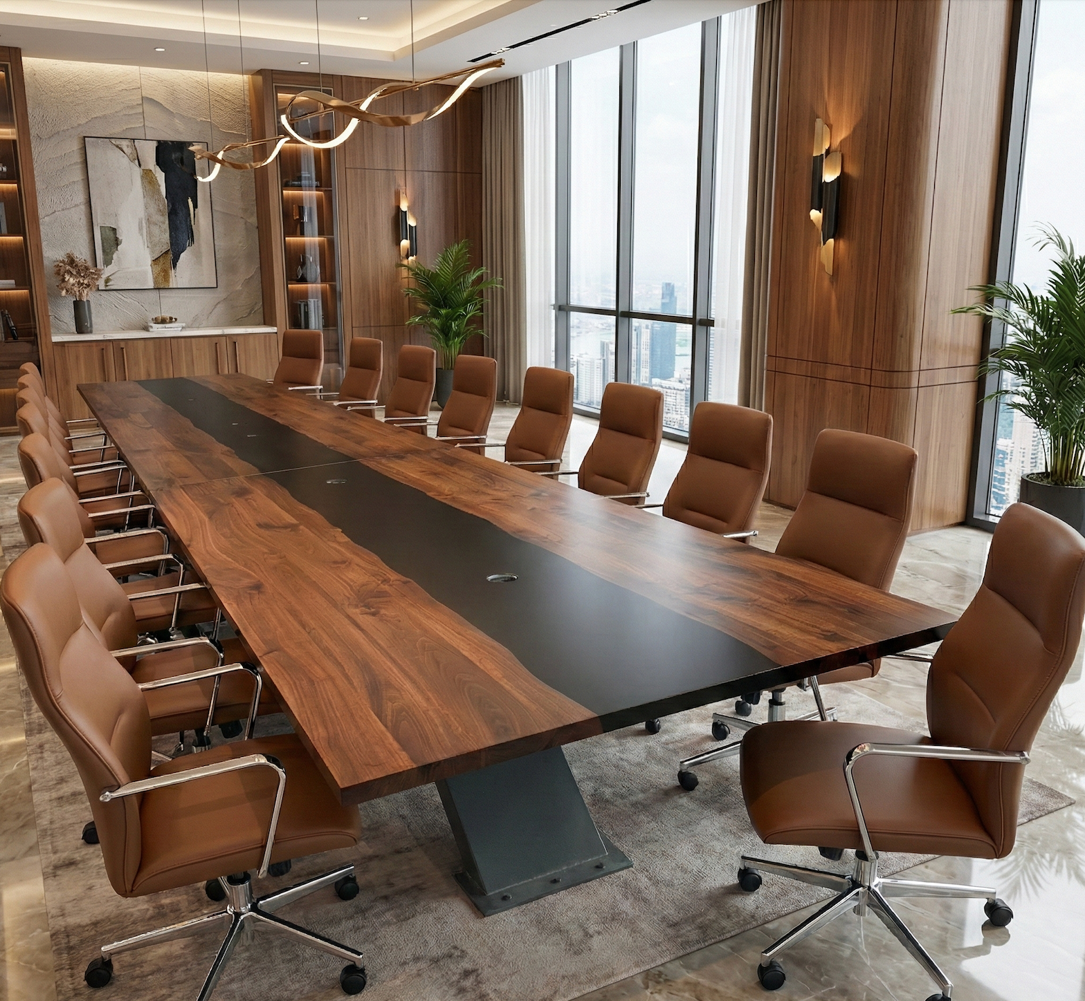 Walnut Epoxy River Tables — Conference Table Or Dining Table