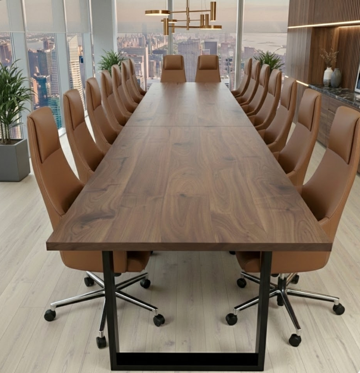 Walnut All Wood Square Tables—Conference Table Or Dining Table