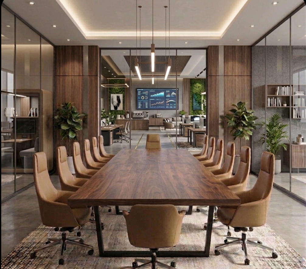 Walnut All Wood Square Tables—Conference Table Or Dining Table